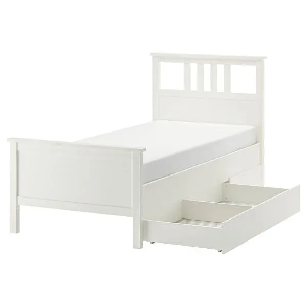 Base de cama con 2 cajones, tinte blanco,