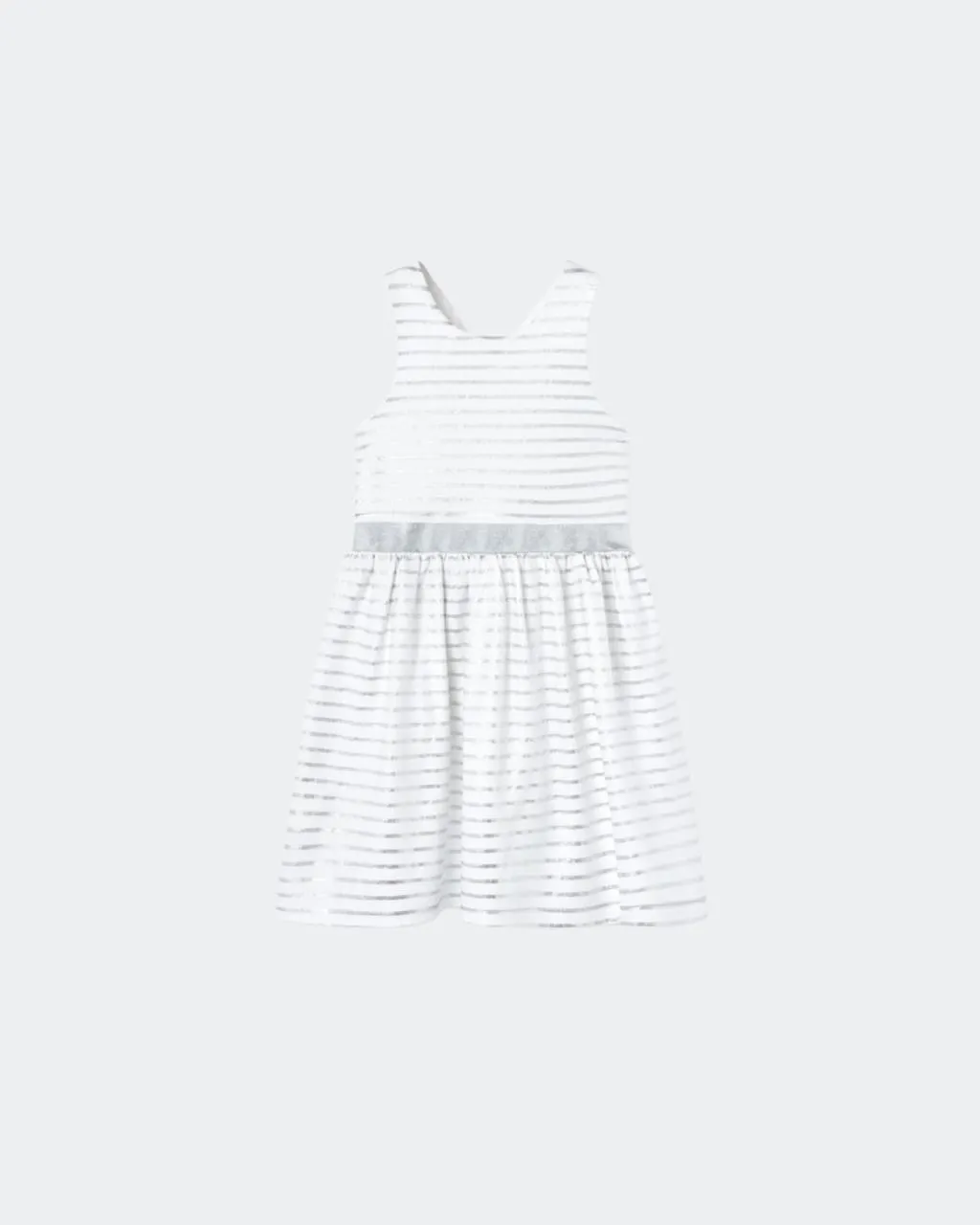 Vestido rayado blanco con plateado