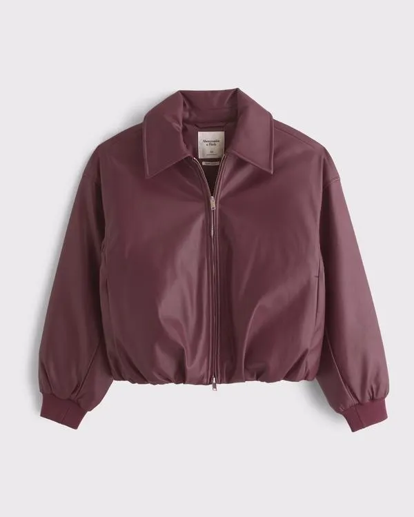 Vegan Leather Bubble Hem Coat