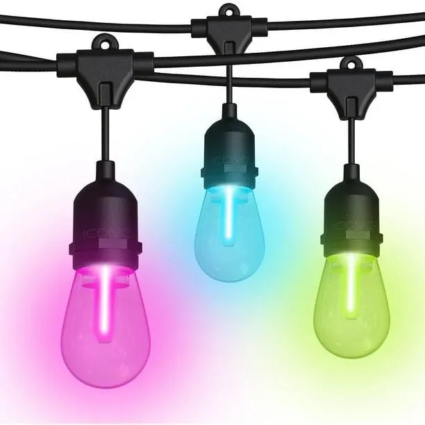 Iconic Luces LED de Cadena para Exteriores, Luces LED de Cadena de 25 Pies con 2 Controles Remotos Inalámbricos