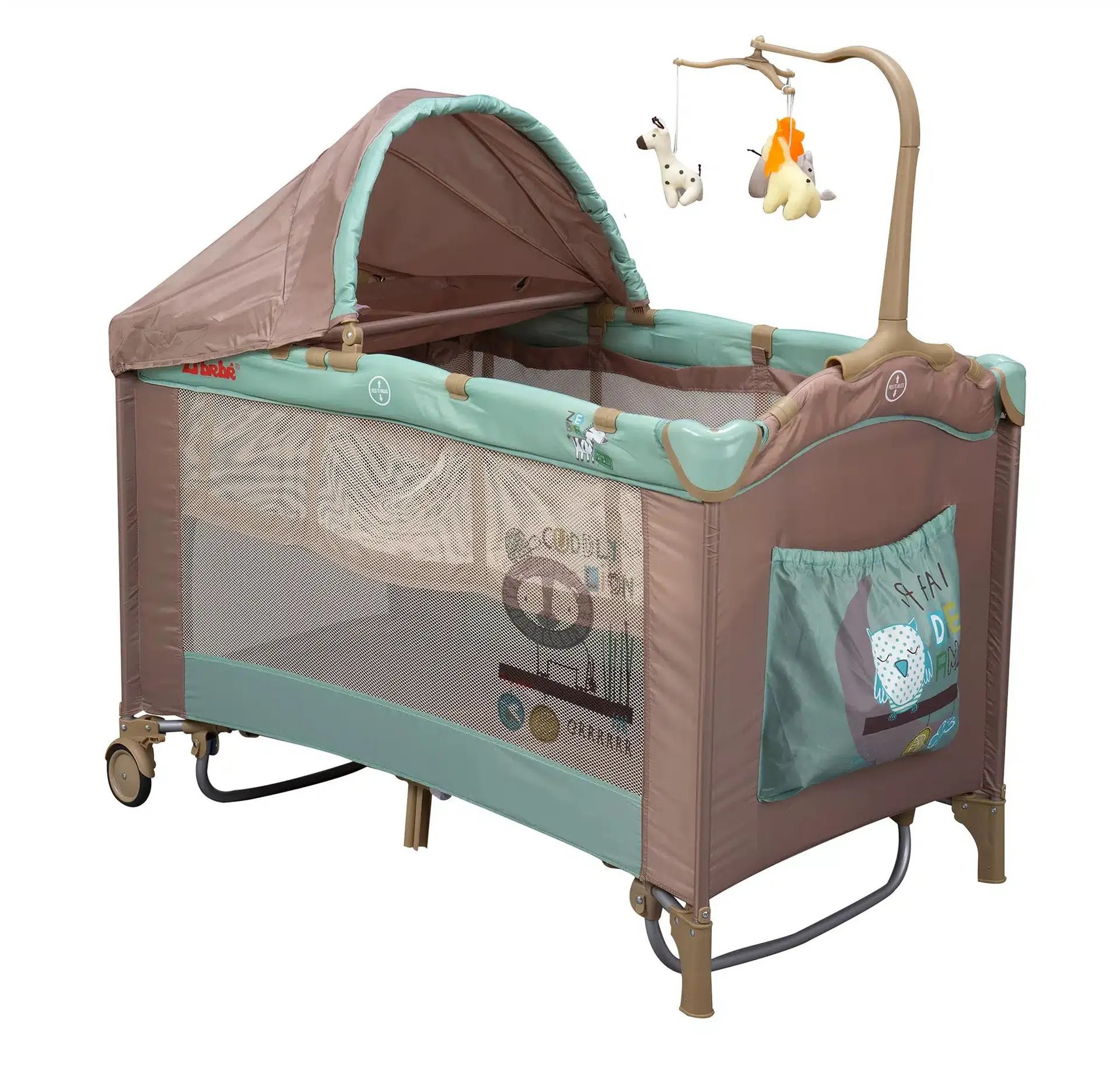 Corral Cuna Mecedora D´bebé con capota y móvil Rocking Dreams Arena