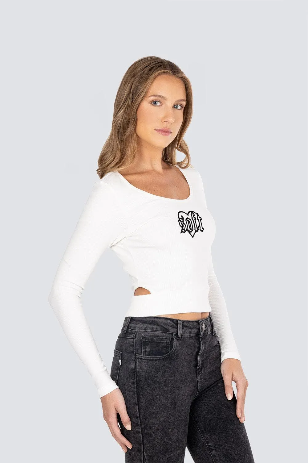 Playera manga larga con abertura