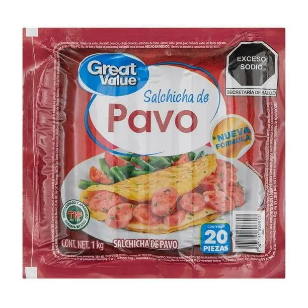 Salchicha de pavo Great Value 20 pzas en 1 kg