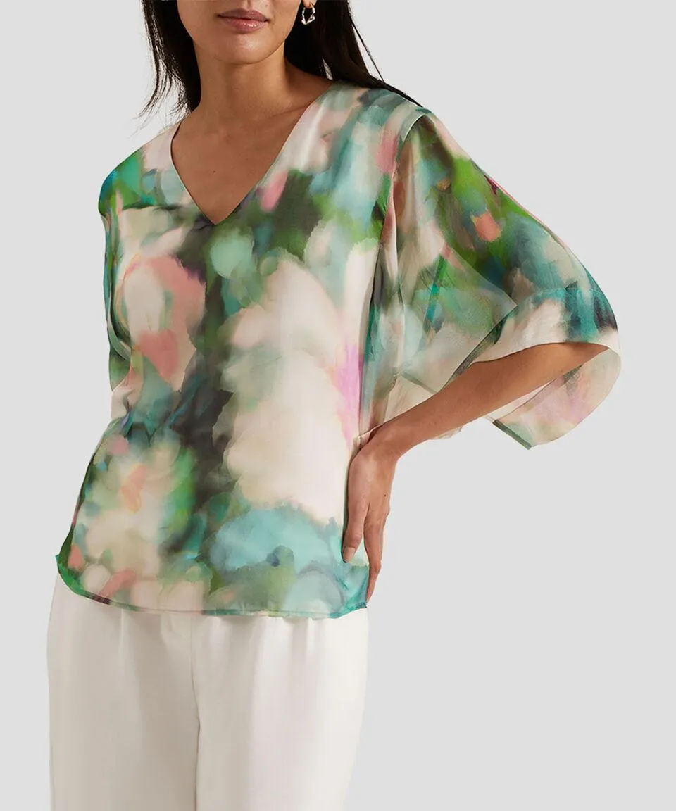 Blusa Estampada Manga Corta Mujer