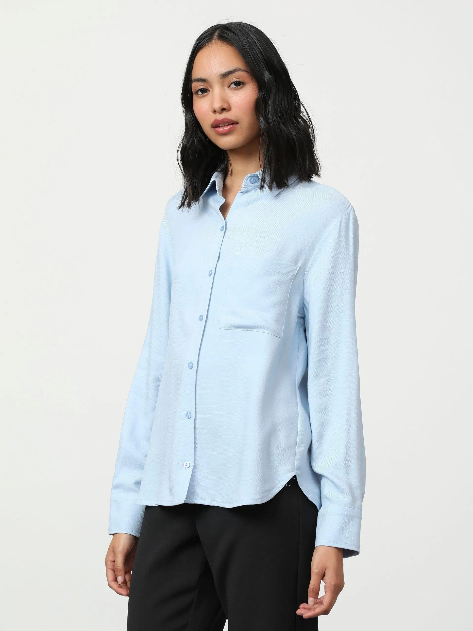 Camisa Manga Larga Oversize Azul