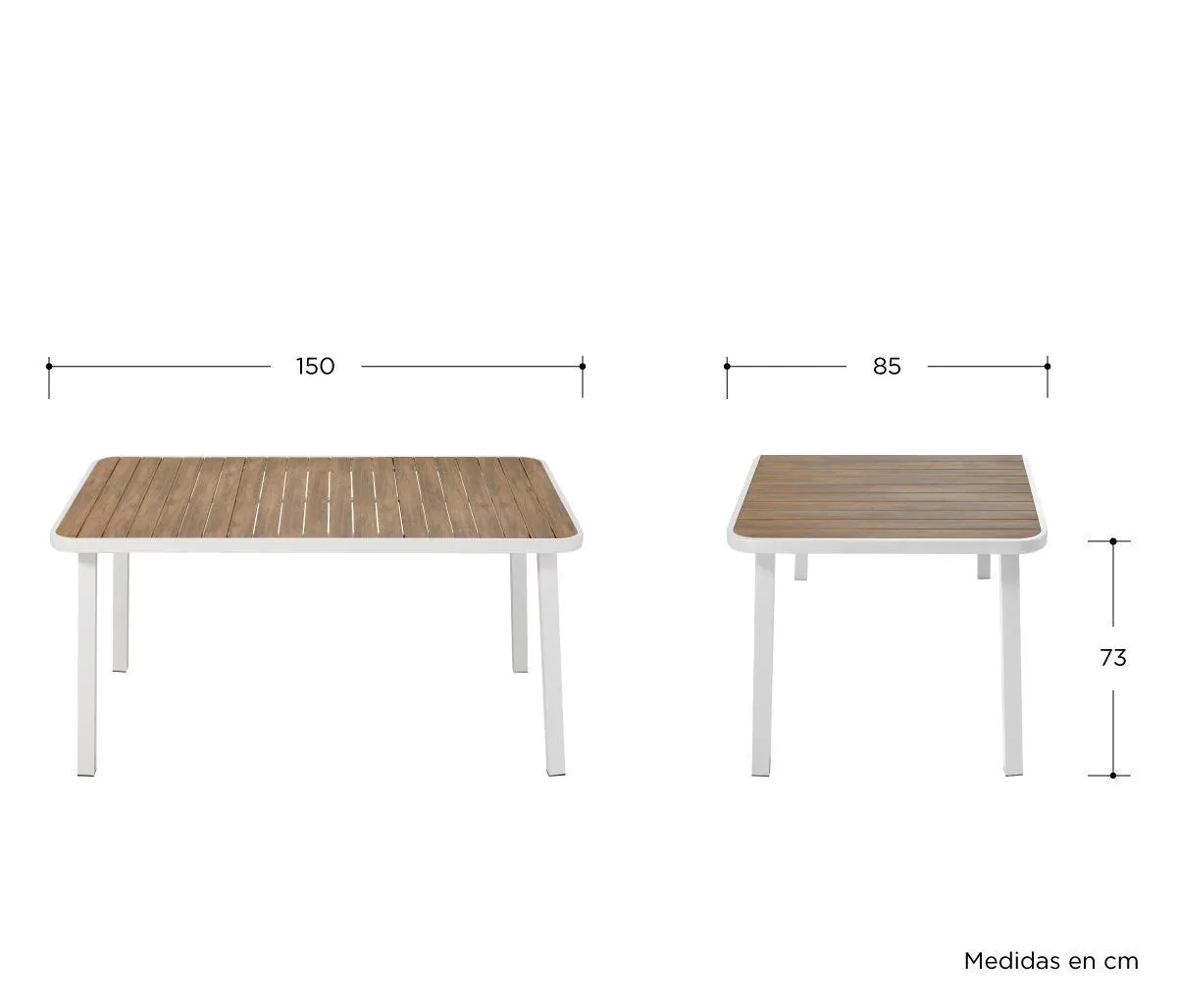 Mesa de comedor Portofino 150 cm encino - Blanco