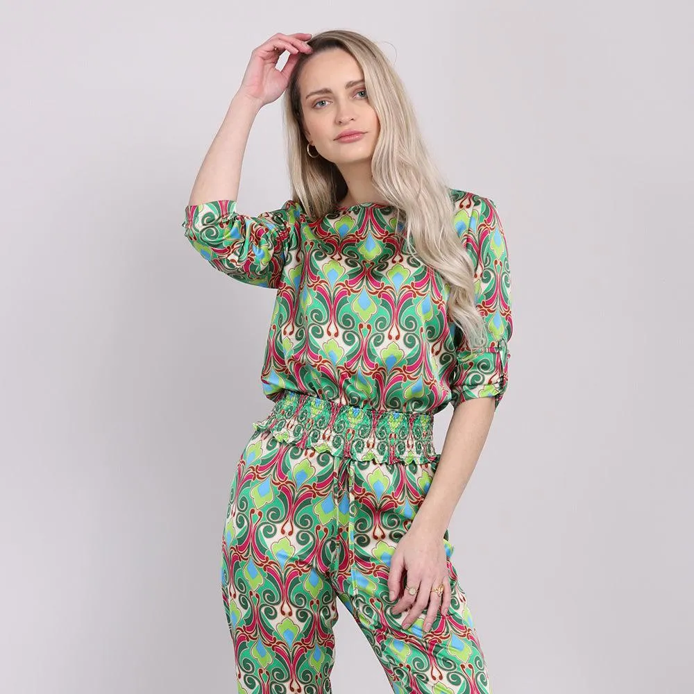 Blusa Estampado Ruedo Elástico