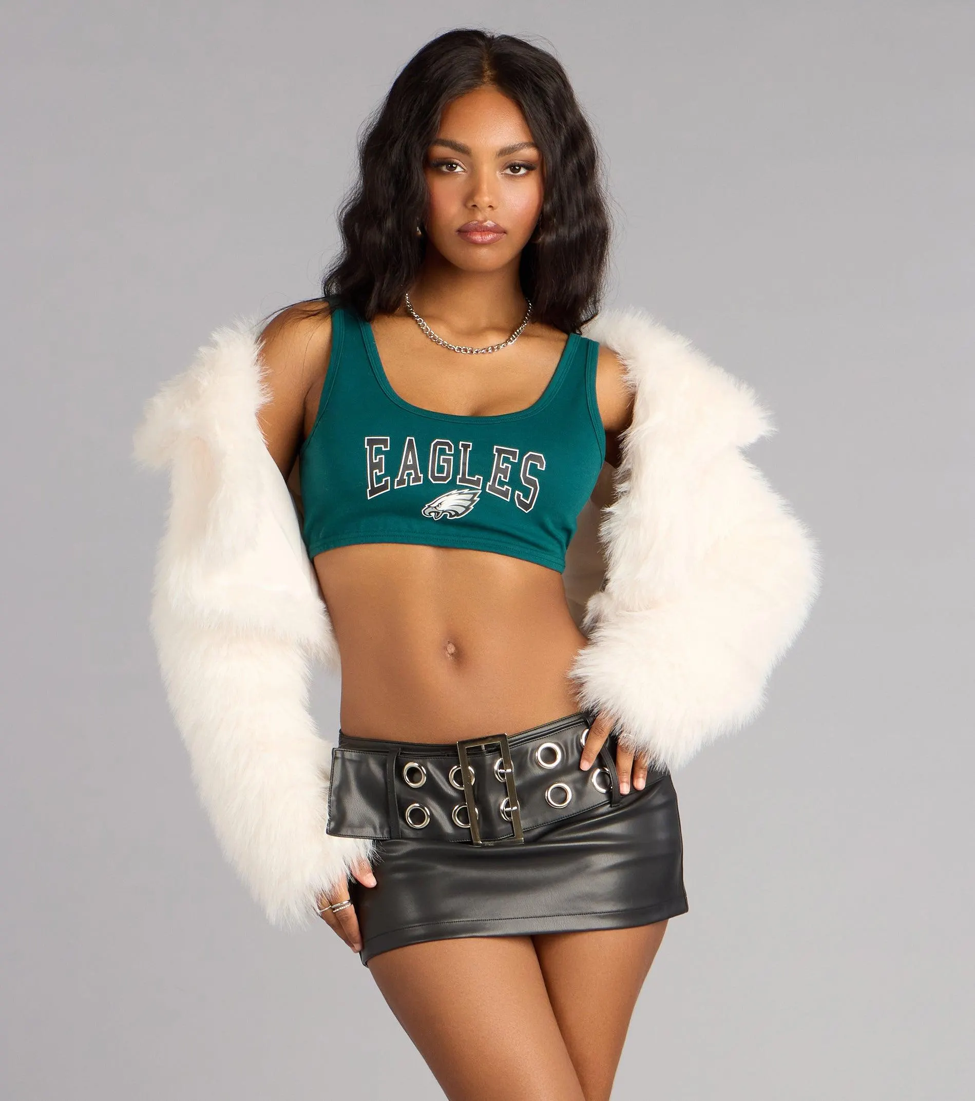 Ultra Game NFL Philadelphia Eagles Crop Tank Top