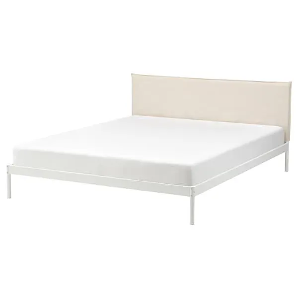 Base de cama, blanco/Vissle beige,