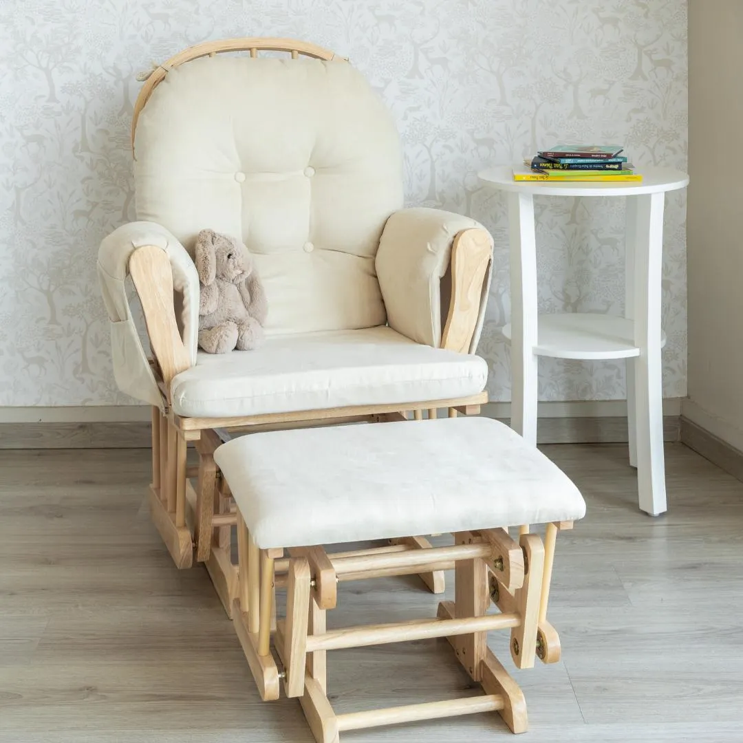 Mecedora Triana - Tela Beige / Madera Natural