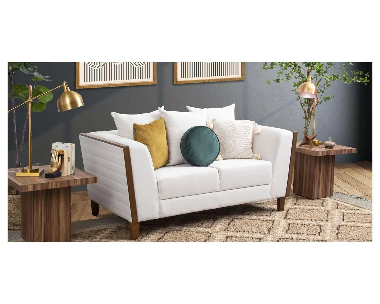 Sofá 2 Plazas Obsidiana Leny Ivory