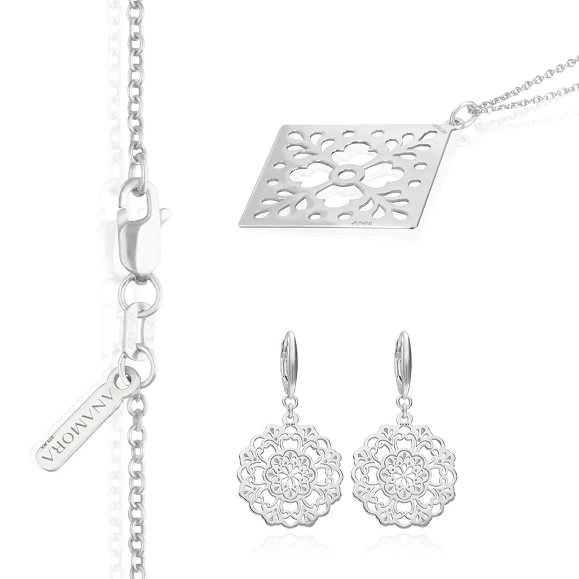 Set Anamora 2 Piezas Azulejos Aretes Talavera Con Dije