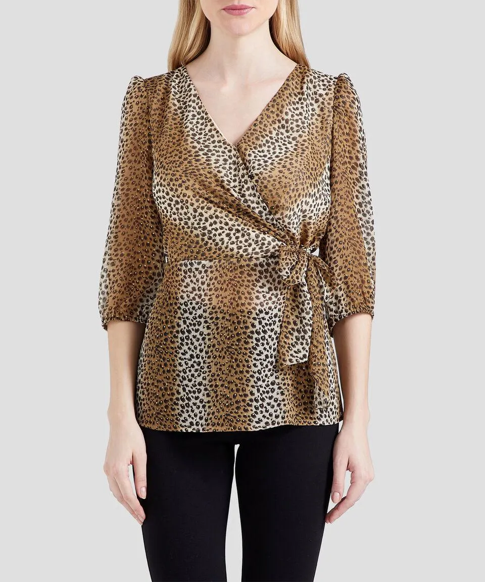 Blusa estampada con manga 3,4 Mujer