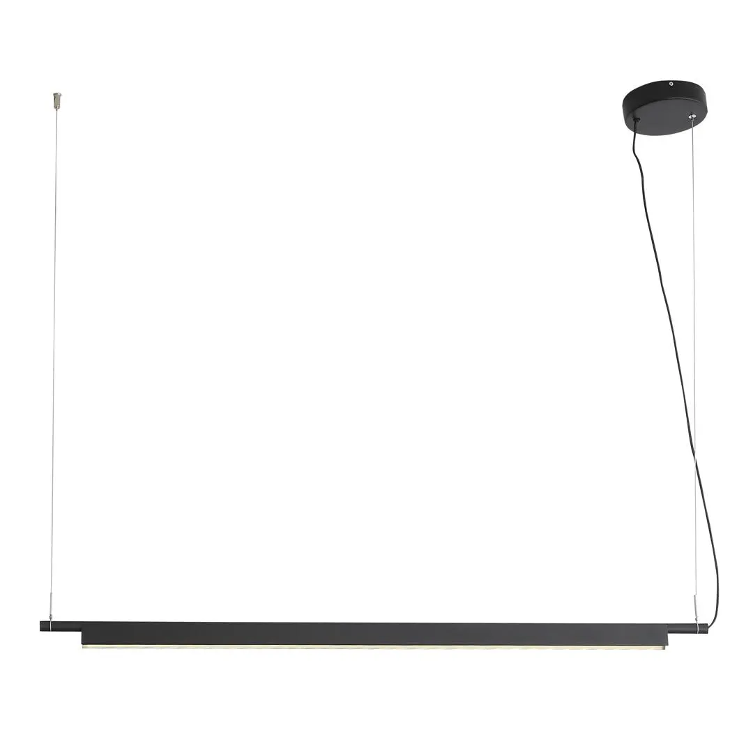 Lámpara colgante led lineal de metal en acabado negro oro con cable de 3m