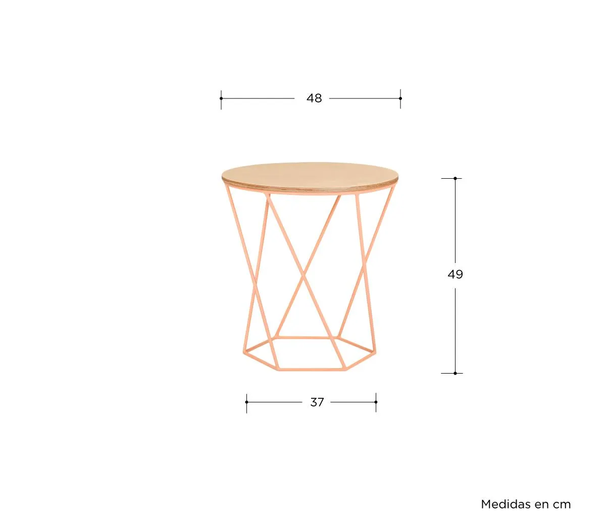 Mesa Hexa mediana 49cm - Coral