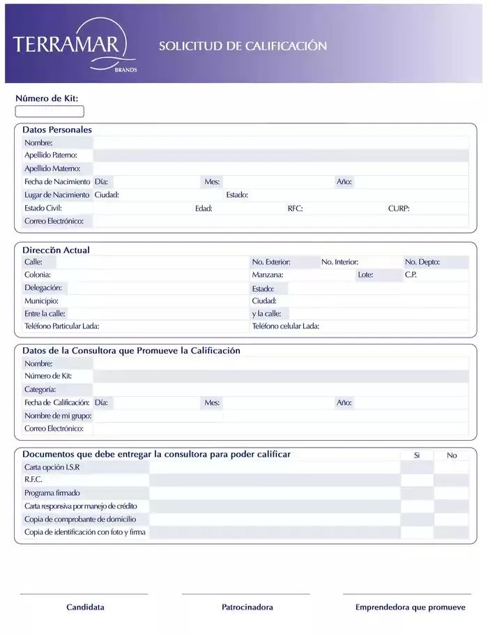 Terramar Brands solicitud de calificación - 1