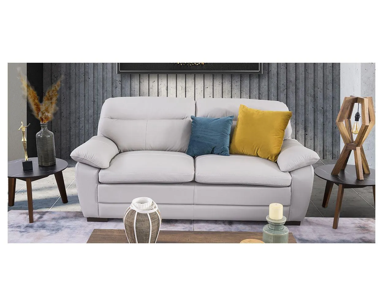 Sofá 3 Plazas Piel Match Angels Gris (Boal)