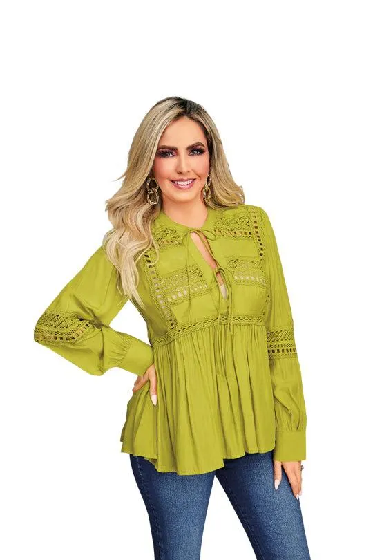 Blusa color lima con detalles 96537
