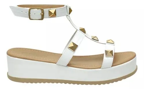 Sandalia Dama Plataforma Mujer Charol Camila Negro Fareli