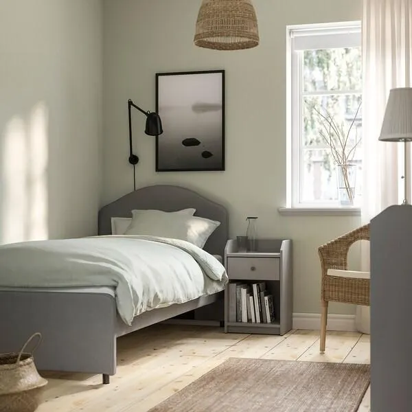 Base de cama tapizada, Vissle gris,