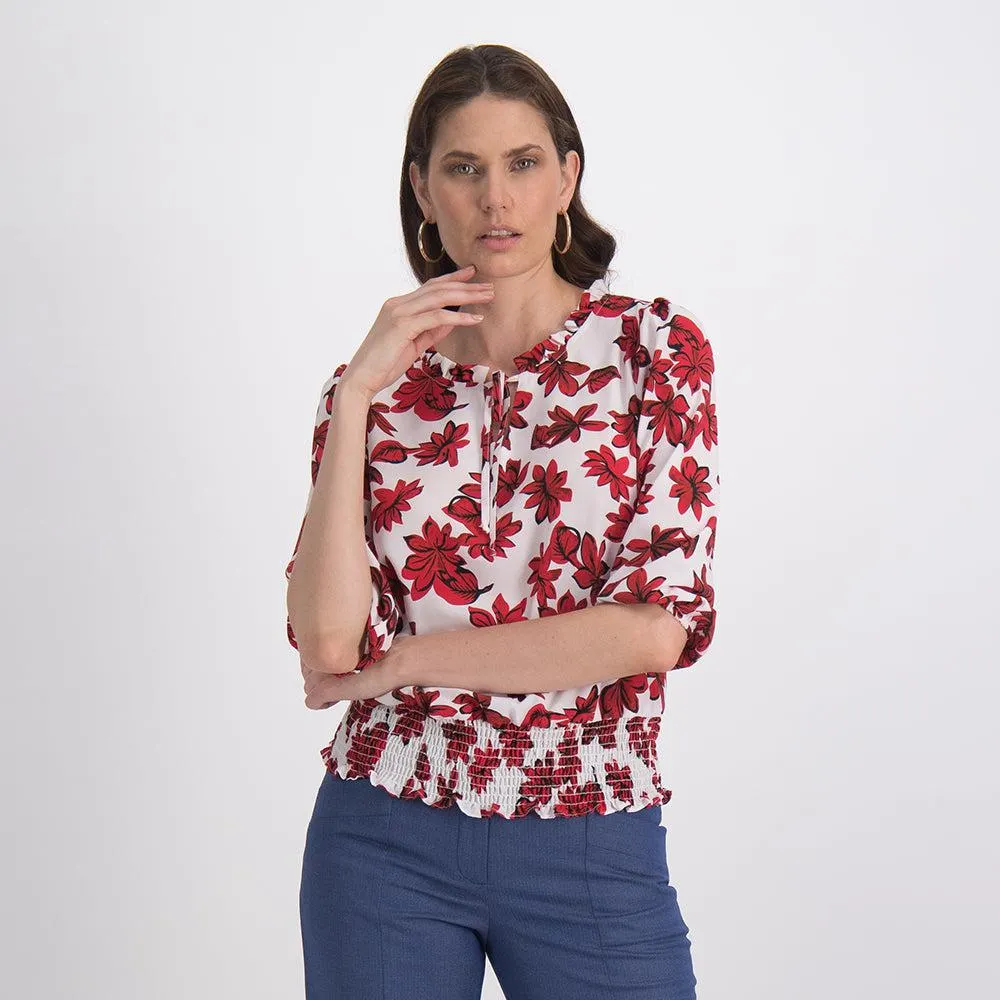Blusa Floral Corbatín
