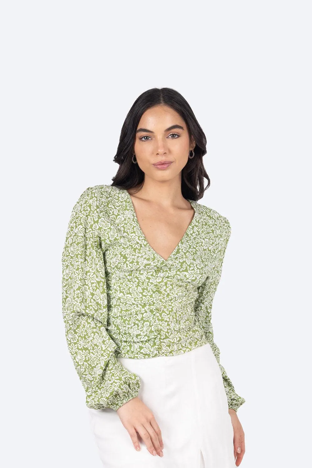 Blusa manga larga con resorte