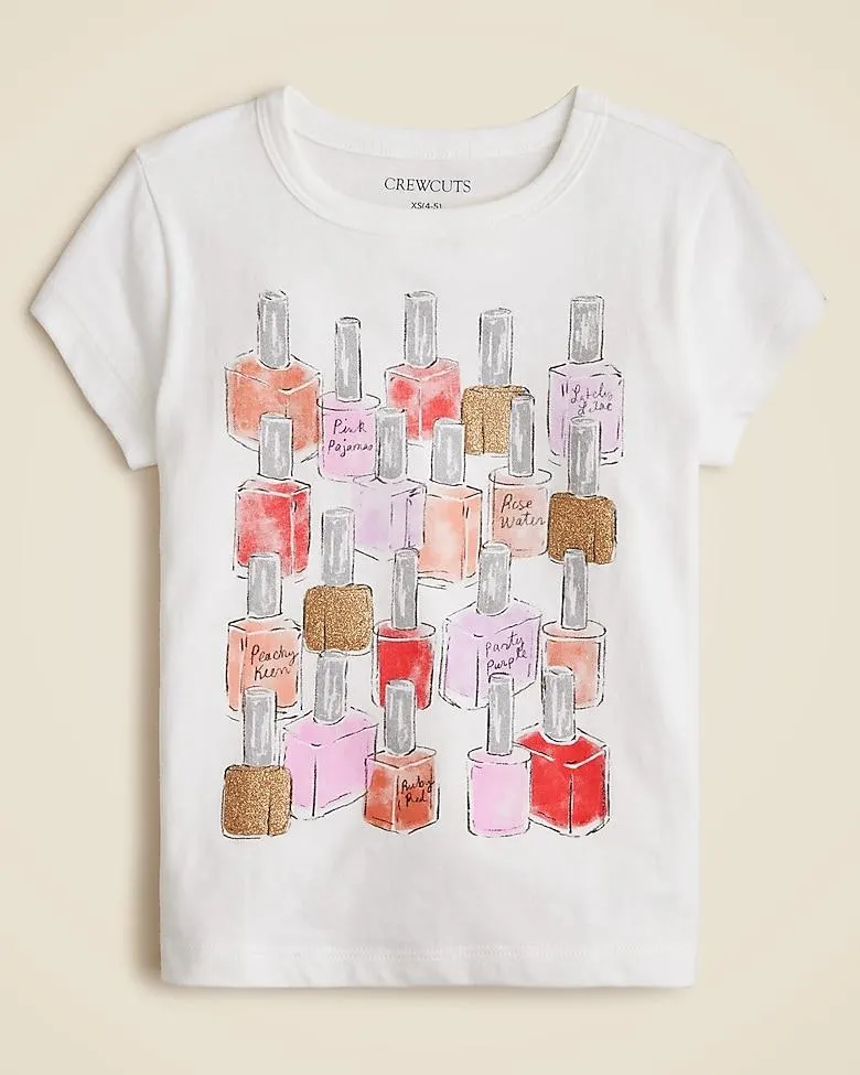 Girls' short-sleeve nail polish graphic T-shirt