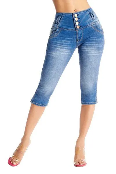 011333 Pantalon Corto Mezclilla Color Azul Corte Ajustado