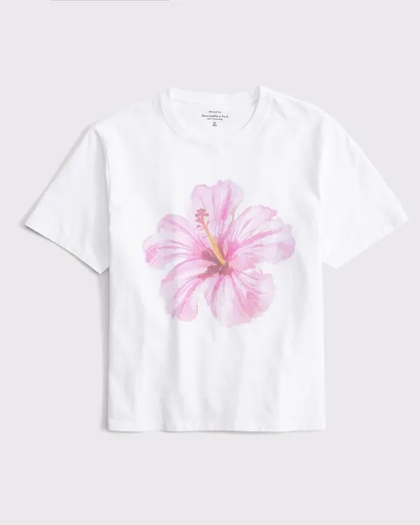 Short-Sleeve Hibiscus Graphic Relaxed Tee