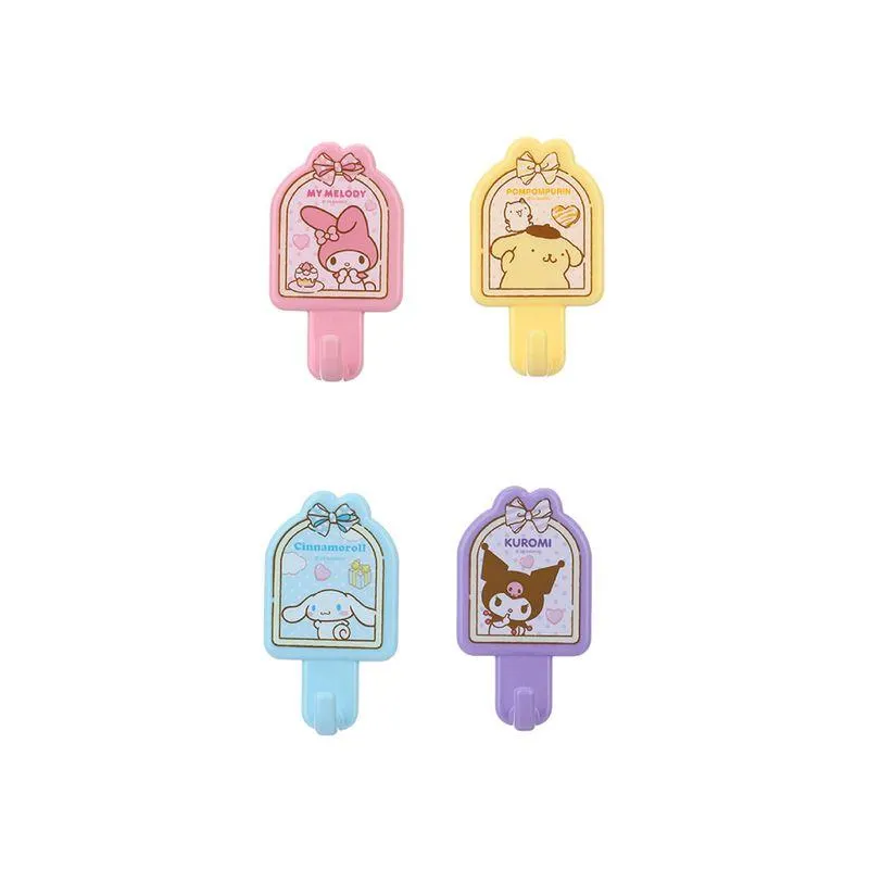 Set Ganchos Adhesivos Sanrio Semicuadrados Sintéticos Multicolor 4 Piezas