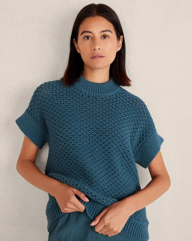 Organic Cotton Knot Stitch Crewneck Sweater