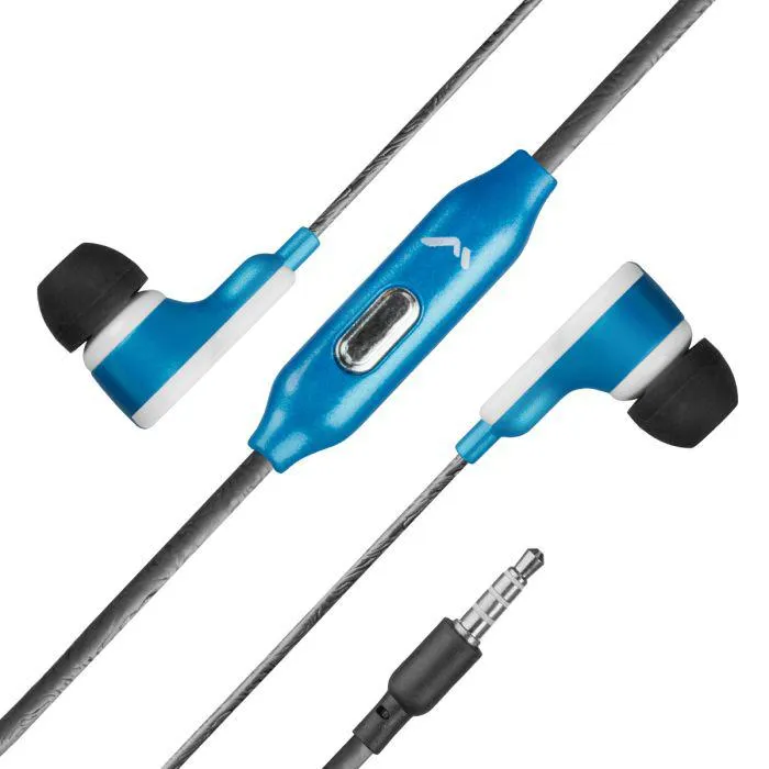 Audifonos alámbricos de cabeza plana manos libres, azul