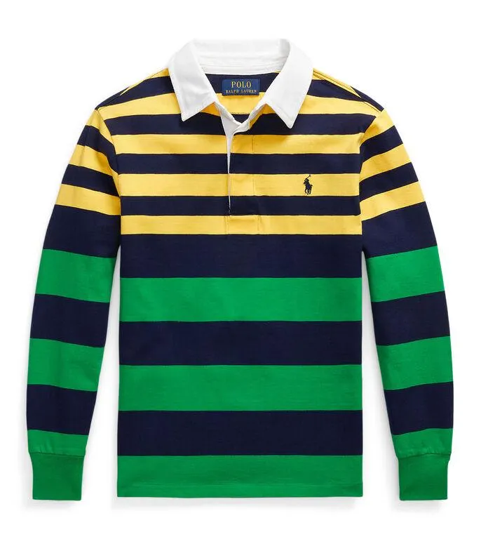 Playera tipo Polo de rayas manga larga Niño