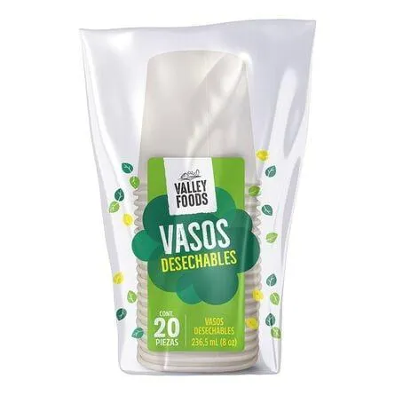 Vaso Papel #8 Valley Foods 20 Piezas