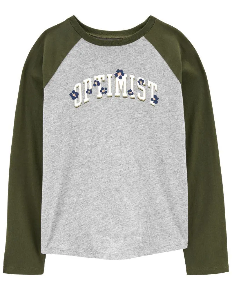 Playera De Jersey Con Manga Raglán Y La Leyenda “Optimist” Carter's