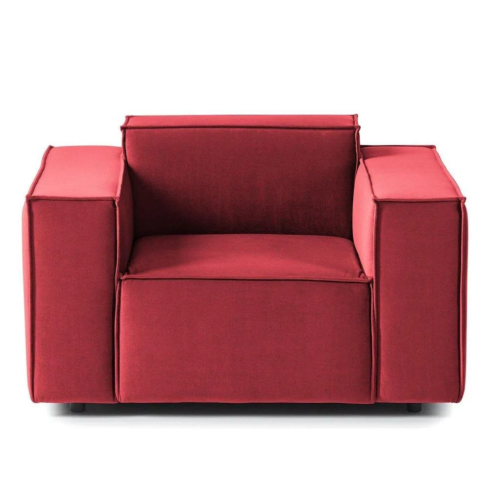 Linx - Sillón estilo moderno en terciopelo color rojo