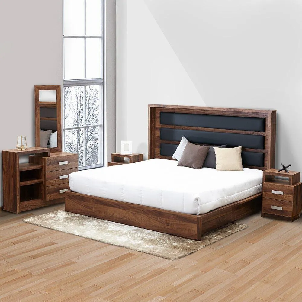 NUEVA Recámara Tucson NUBRA King Size tapiz negro 6 Piezas