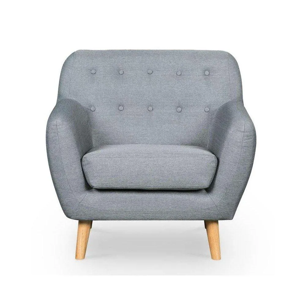 Arthur - Sillón estilo moderno en tela color gris claro