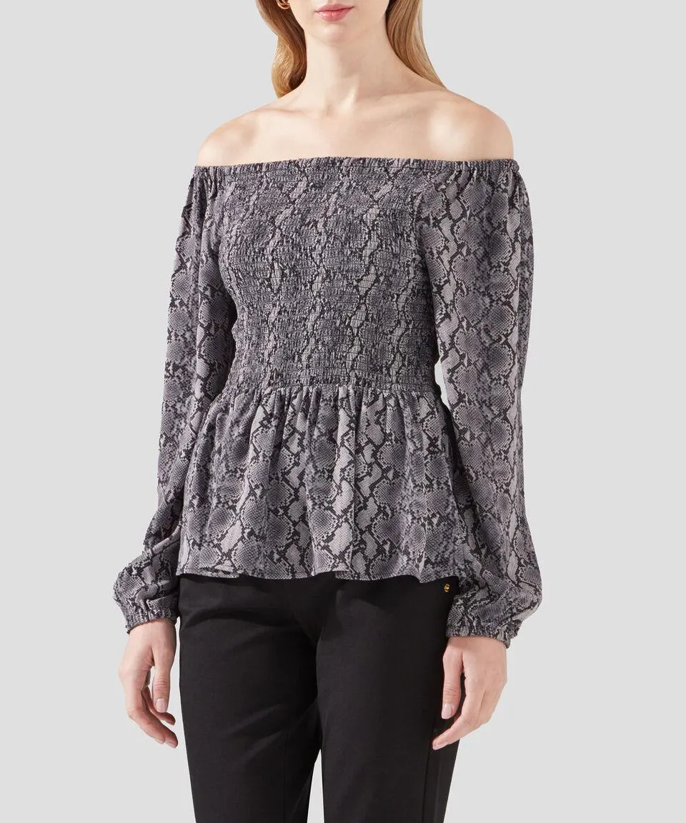 Blusa estampada manga larga Mujer