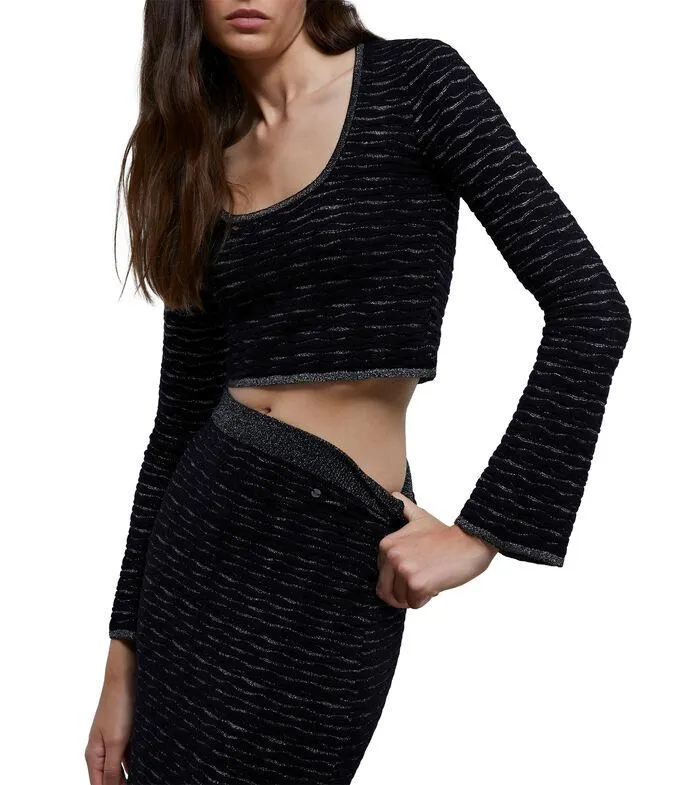 Blusa crop top con manga larga Mujer