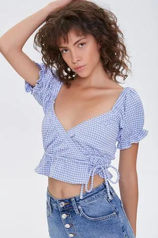 BLUSA ESCOTE ESPALDA AZUL CON CUADROS