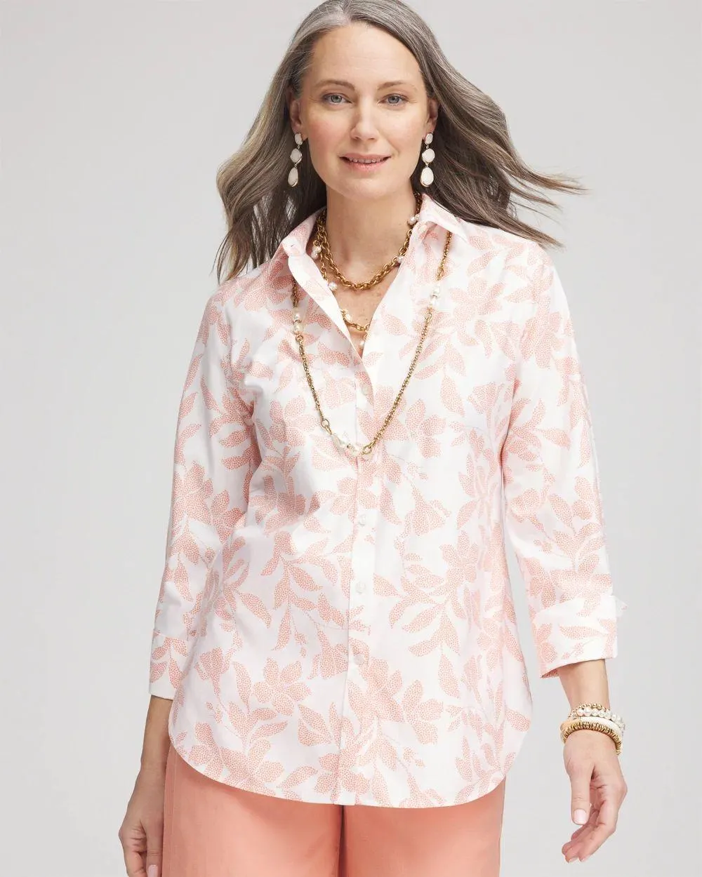 No Iron ™ Floral Stretch Sateen Shirt