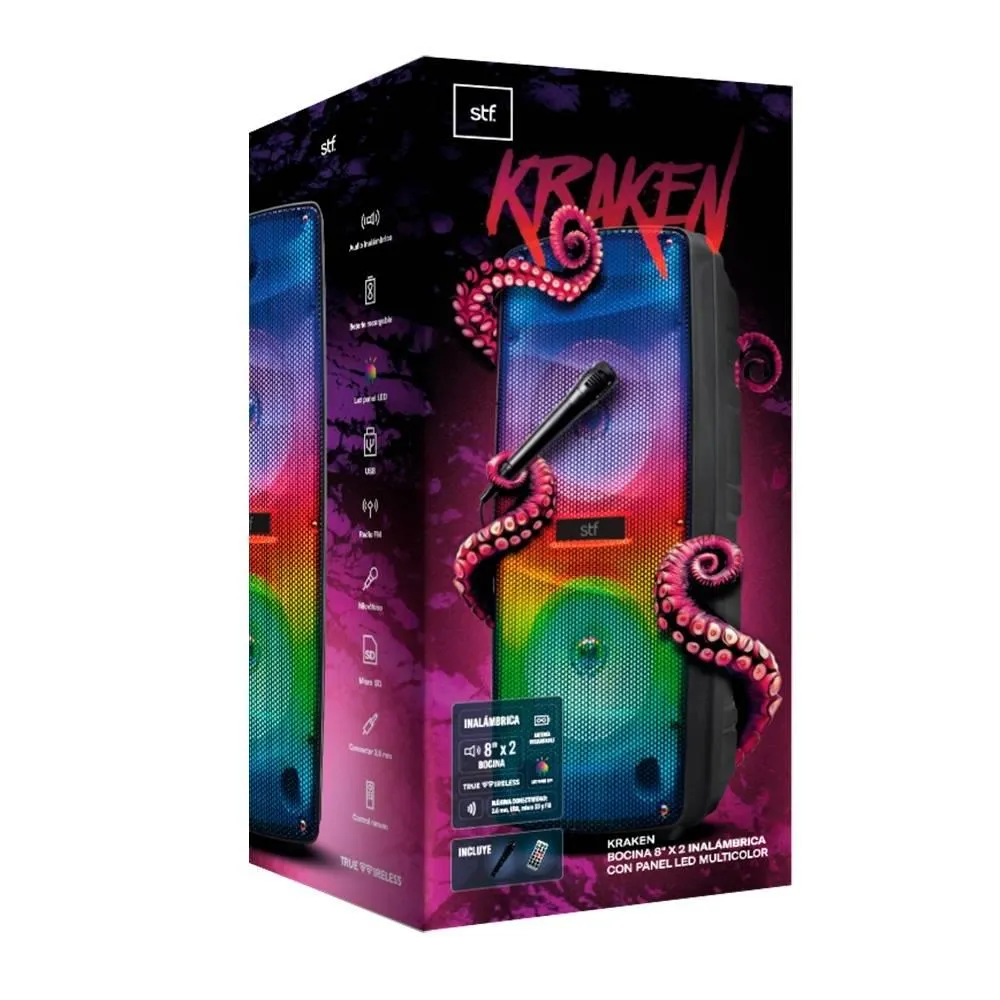 Bocina Kraken STF ST-S16949 BT 8 Pulgadas Negra