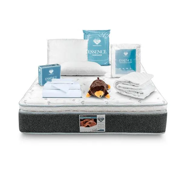 Colchón Queen Size + Protector + Almohadas + Sábanas + Osito Spring Air Smith