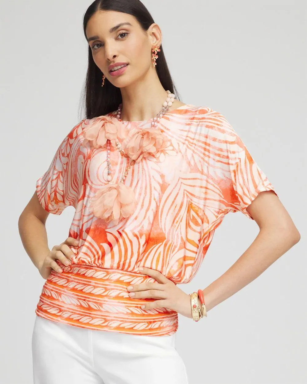 Touch of Cool ™ Mesh Ruched Banded Hem Top