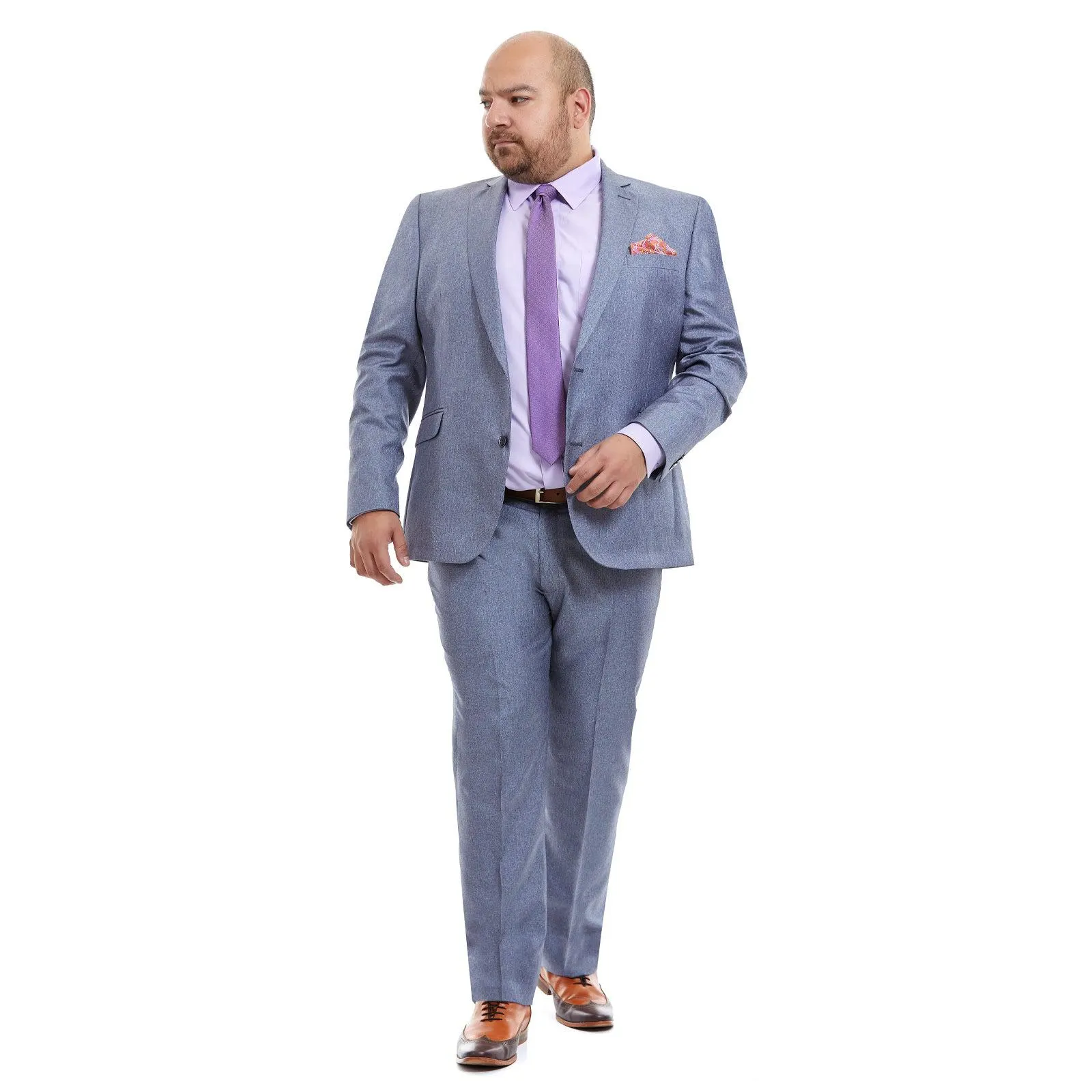 Traje Recto Dos Botones | Grís Liso | Tallas extras