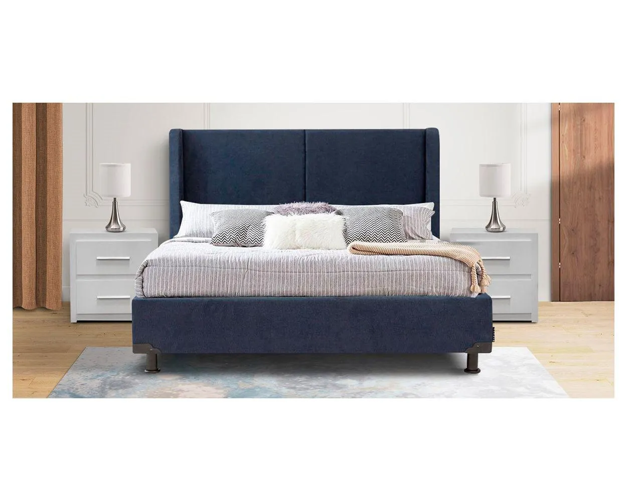 Cama Matrimonial Milan Azul