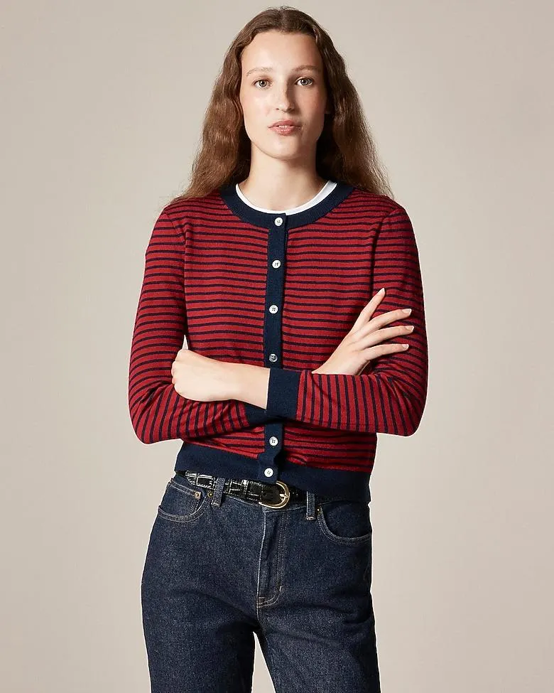 Carolyn cardigan in striped merino wool