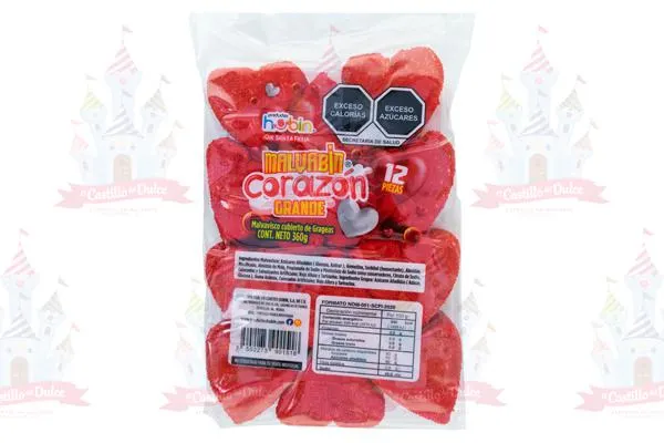 BOMBON CORAZON GRANDE ROJO 25/12 PZAS HUBIN