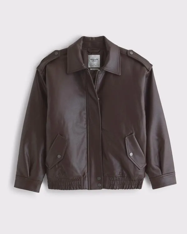 Vegan Leather Bomber Jacket